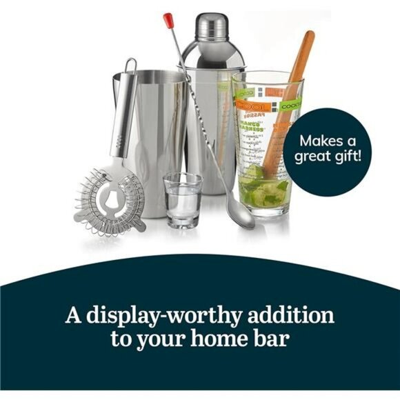 Cocktail Shaker Set 9 Piece Bartender Kit Home Bar Tools Muddler Strainer - Picture 5 of 7